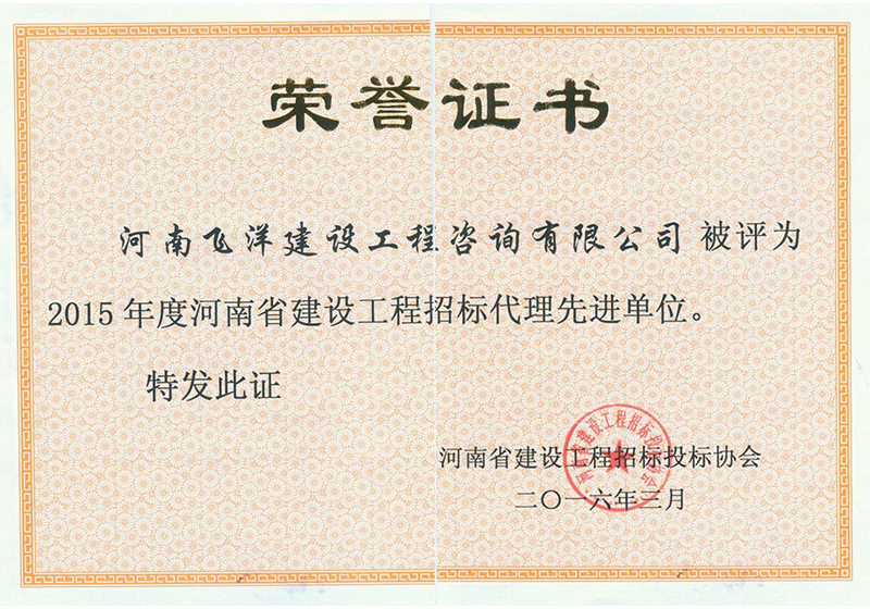 2015年度省建設(shè)工程招標(biāo)代理先進(jìn)